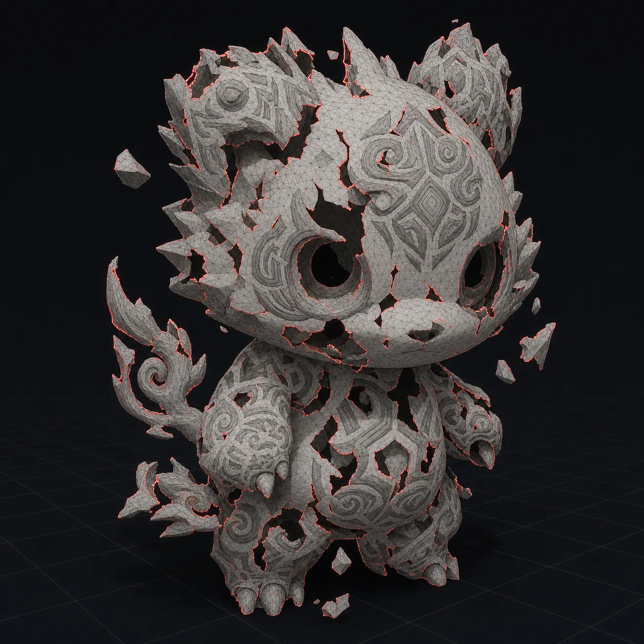 Broken, non-watertight AI mesh
